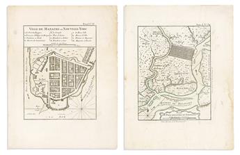 BELLIN, JACQUES-NICOLAS. Two eighteenth-century engraved city plans (New York and Philadelphia) from Le Petit Atlas Maritime.                    